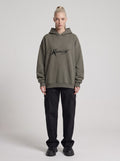 Anomalous Experience — Boxy Hoodie in Dark Gray, front, worn by female model