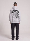 Gemini — Boxy Hoodie in Flower Gray, back, worn by male model