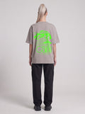 Gemini Neon — Drop Shoulder T-Shirt in Light Gray, back, worn by male model