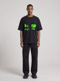 Mars TV Neon — Drop Shoulder T-Shirt in Black Beauty, front, worn by male model