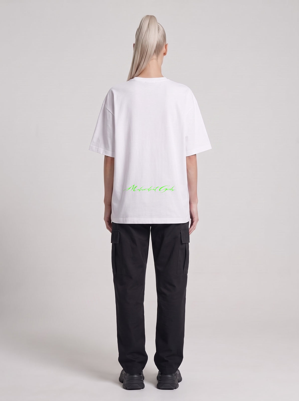 Mars TV Neon — Drop Shoulder T-Shirt in Lucent White, back, worn by male model