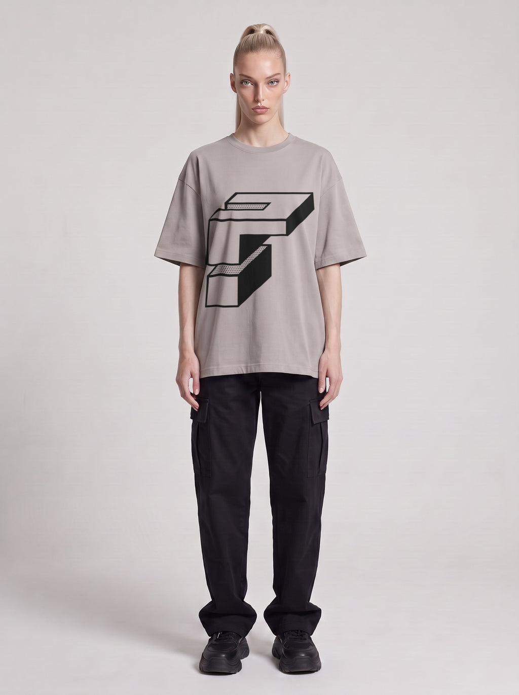 Monolith — Drop Shoulder T-Shirt in Light Gray, front, worn by male model