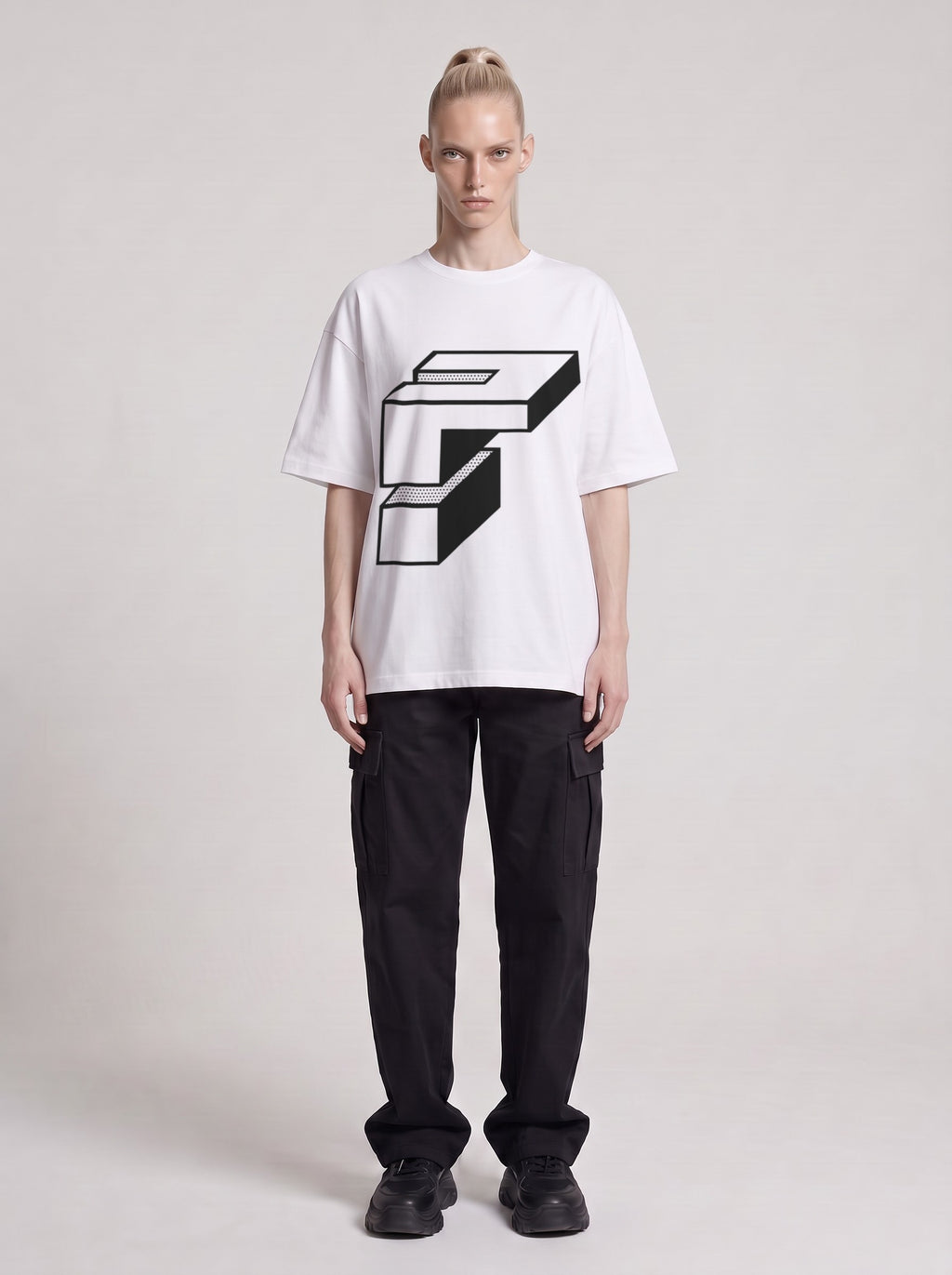 Monolith — Drop Shoulder T-Shirt in Lucent White, front, worn by male model