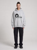 Paranet — Boxy Hoodie in Flower Gray, front, worn by female model