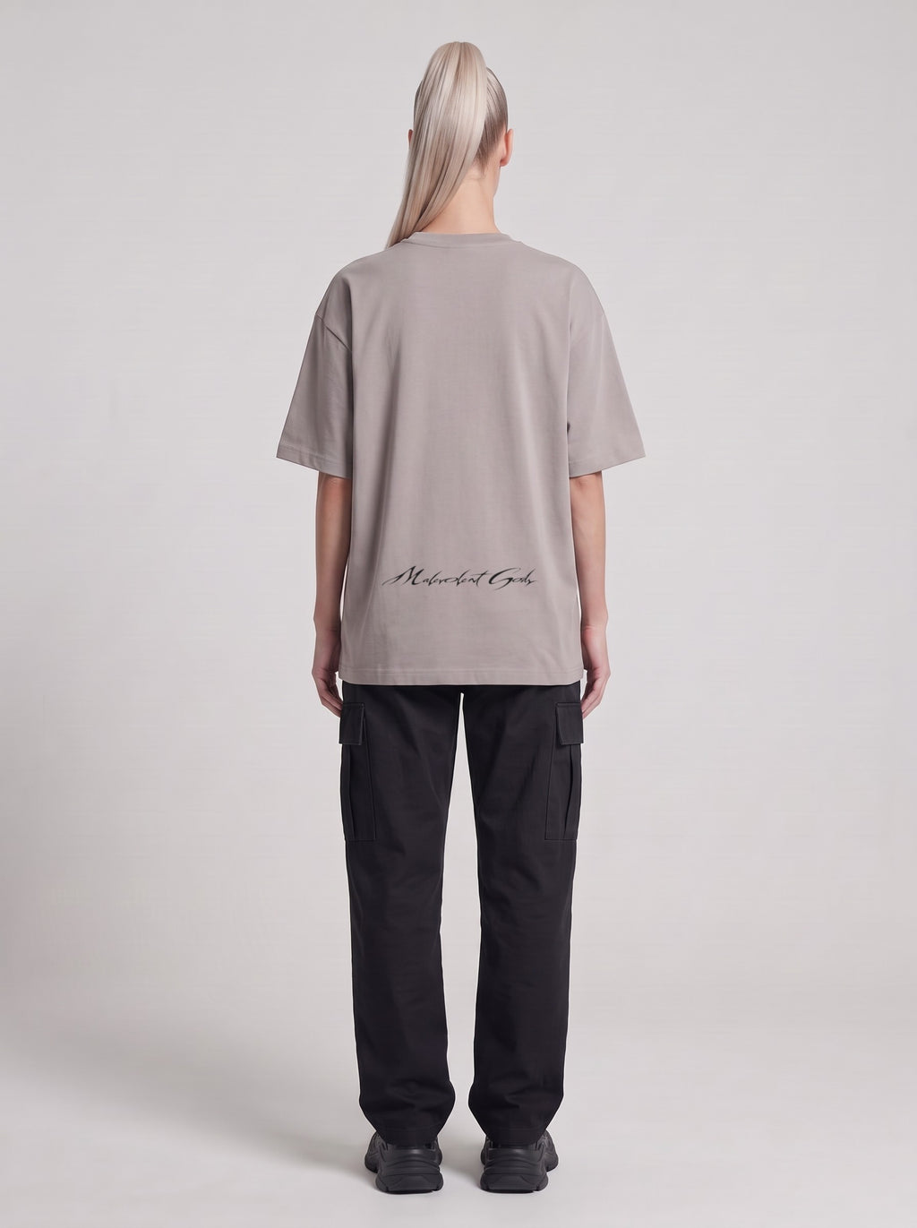 Paranet — Drop Shoulder T-Shirt in Light Gray, back, worn by male model