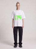 Paranormal Paradox Neon — Drop Shoulder T-Shirt in Lucent White, front, worn by male model