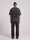 Phantoms of the Sky — Drop Shoulder T-Shirt in Dark Gray, back, worn by male model