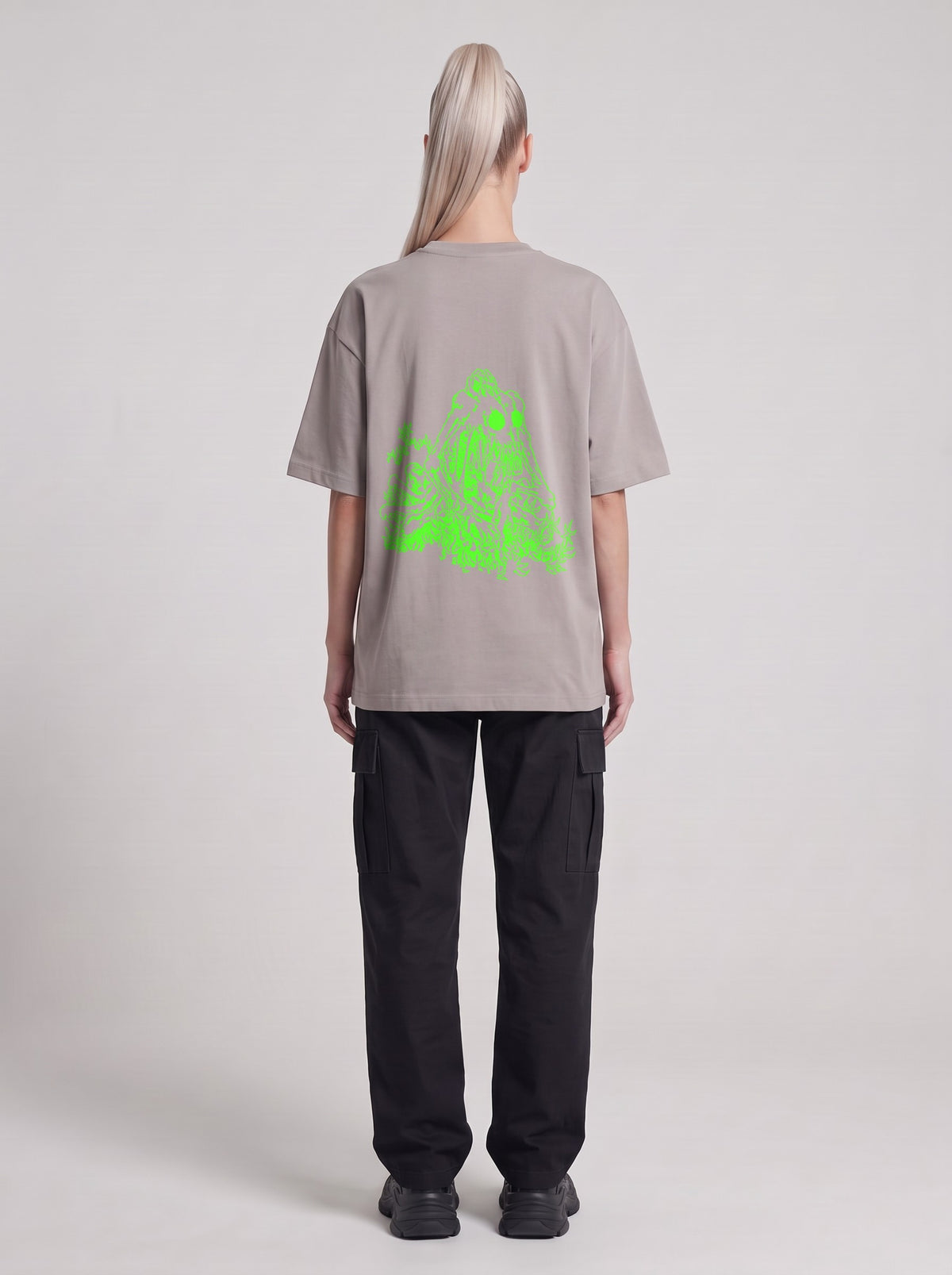Specimen Neon — Drop Shoulder T-Shirt in Light Gray, back, worn by male model