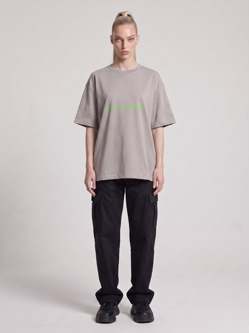 Specimen Neon — Drop Shoulder T-Shirt in Light Gray, front, worn by male model