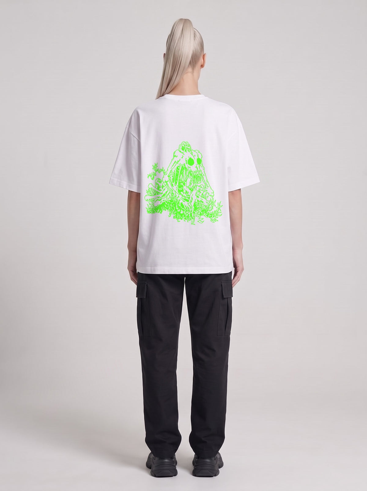 Specimen Neon — Drop Shoulder T-Shirt in Lucent White, back, worn by male model