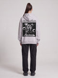 Symposium 1993 — Boxy Hoodie in Flower Gray, back, worn by female model