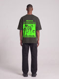Symposium 1993 Neon — Drop Shoulder T-Shirt in Dark Gray, back, worn by male model