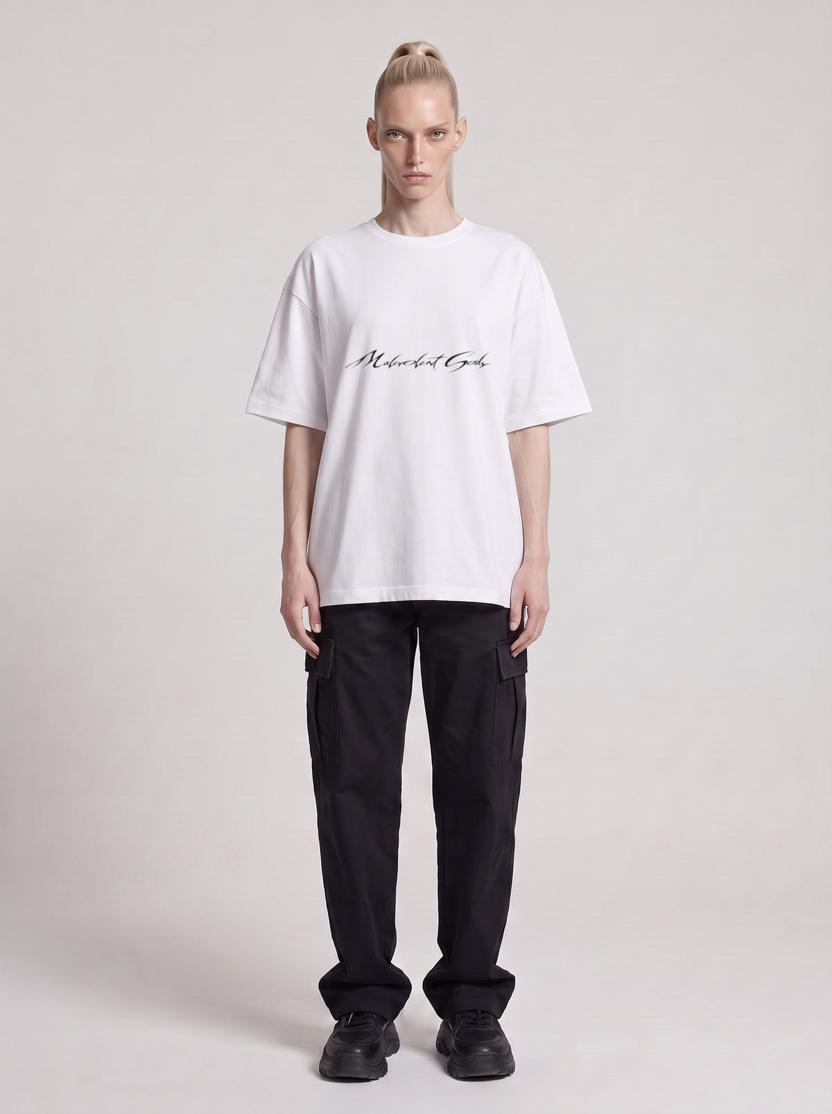 Symposium 1993 — Drop Shoulder T-Shirt in Lucent White, front, worn by male model