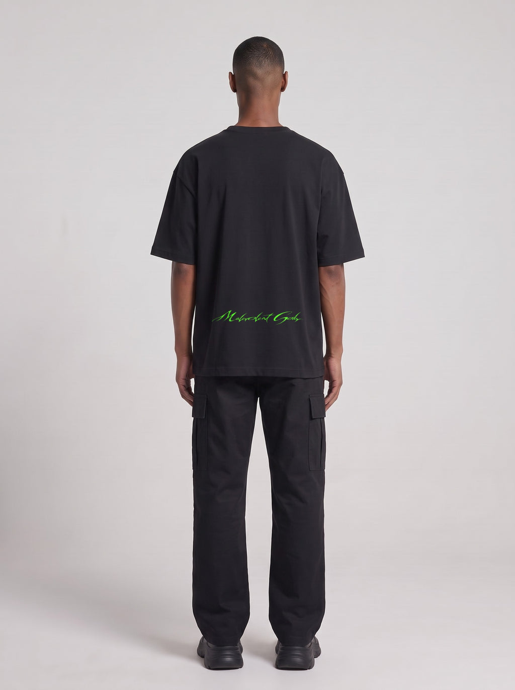 T.U.F.O.I.C. Neon — Drop Shoulder T-Shirt in Black Beauty, back, worn by male model