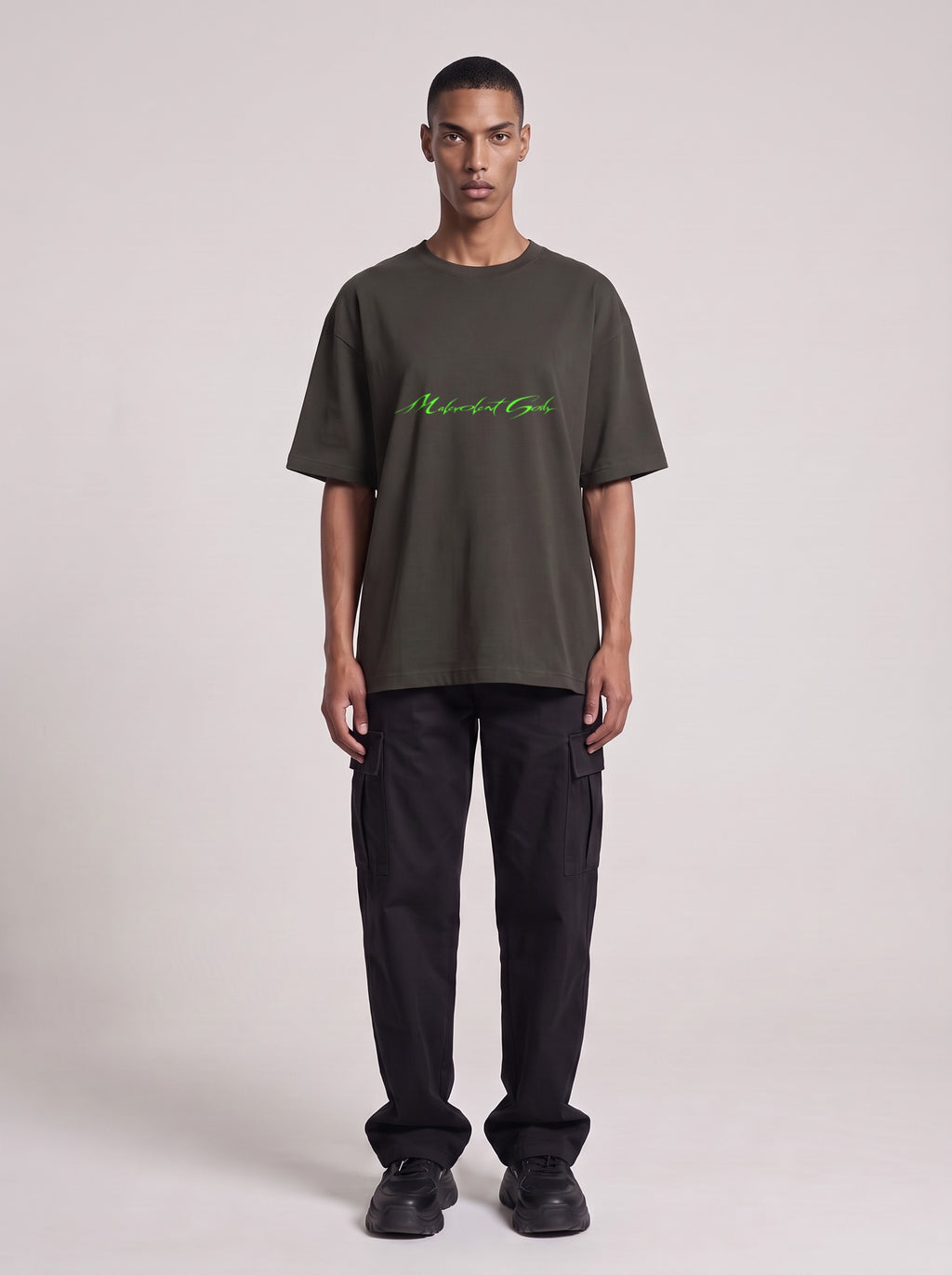 Twenty Twenty Vision Neon — Drop Shoulder T-Shirt in Dark Gray, front, worn by male model