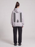 UFO-gatan — Boxy Hoodie in Flower Gray, back, worn by female model